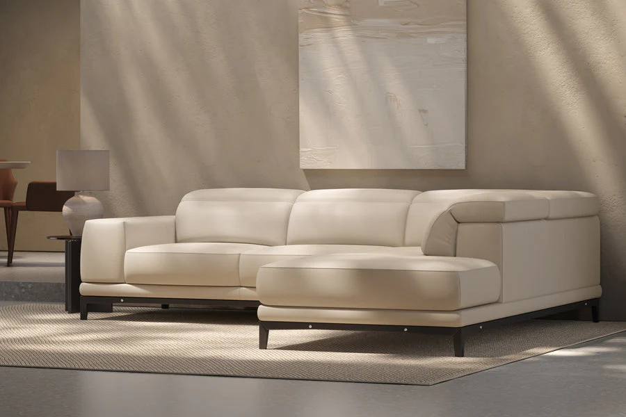 Valletta Leather Corner Sectional Lounge - Image 101
