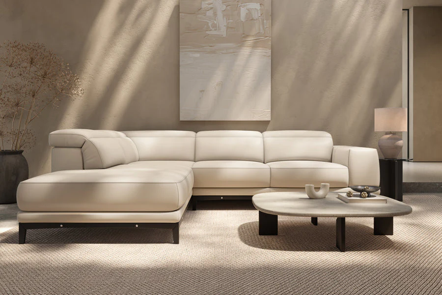 Valletta Leather Corner Sectional Lounge - Image 110