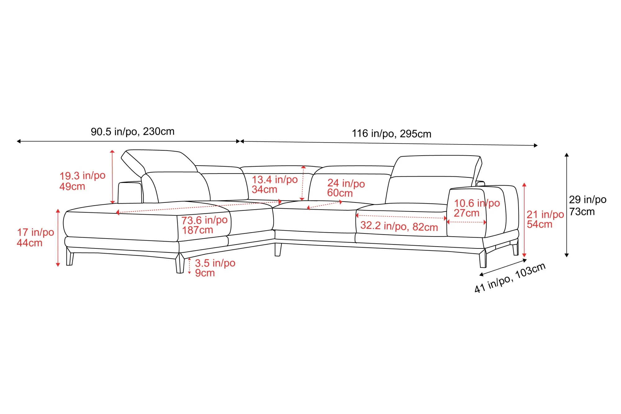 Valletta Leather Corner Sectional Lounge - Image 111