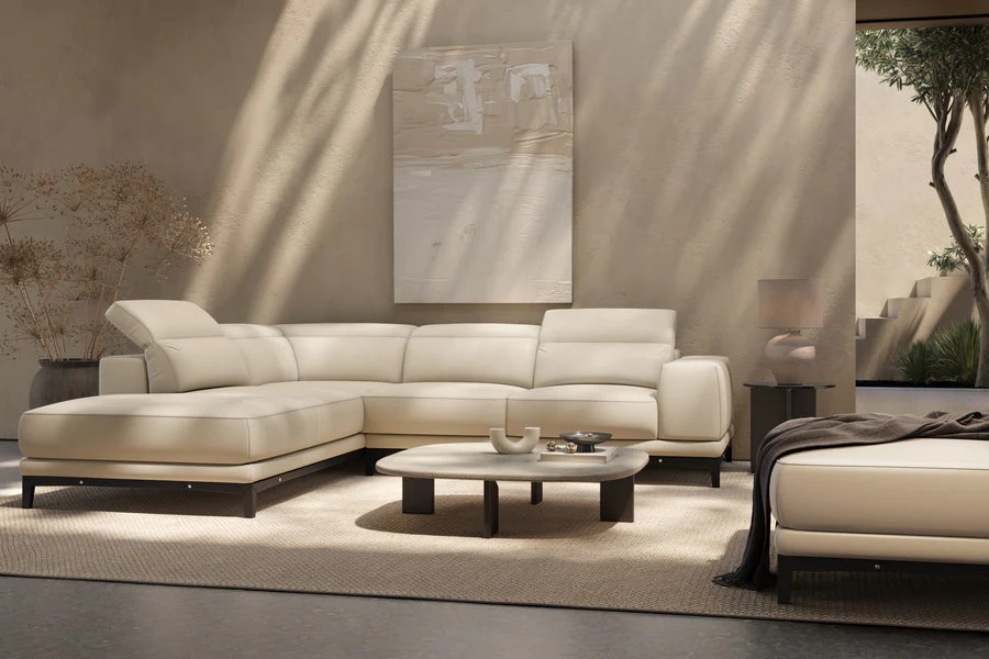 Valletta Leather Corner Sectional Lounge - Image 112
