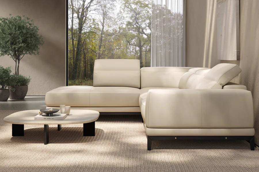 Valletta Leather Corner Sectional Lounge - Image 113