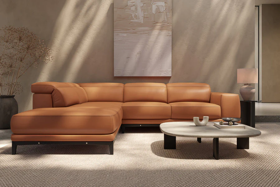 Valletta Leather Corner Sectional Lounge - Image 15
