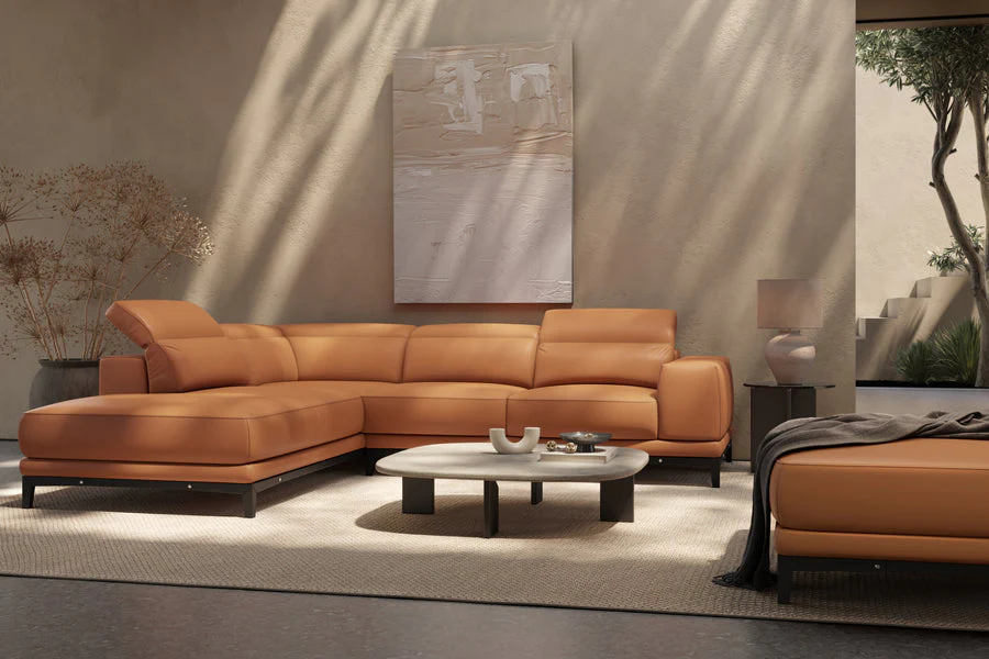 Valletta Leather Corner Sectional Lounge - Image 17