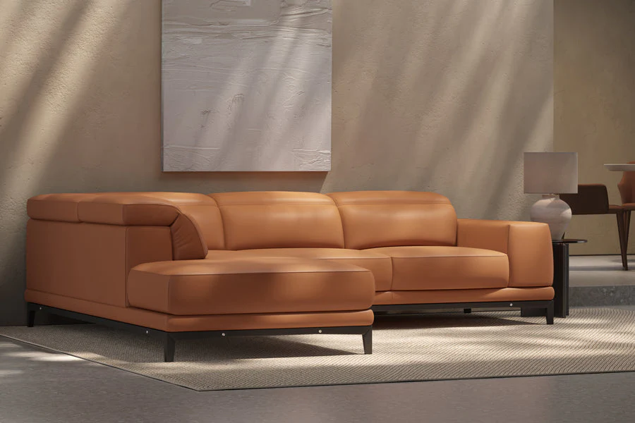 Valletta Leather Corner Sectional Lounge - Image 18