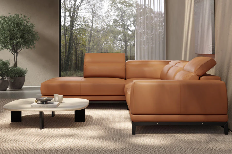Valletta Leather Corner Sectional Lounge - Image 19