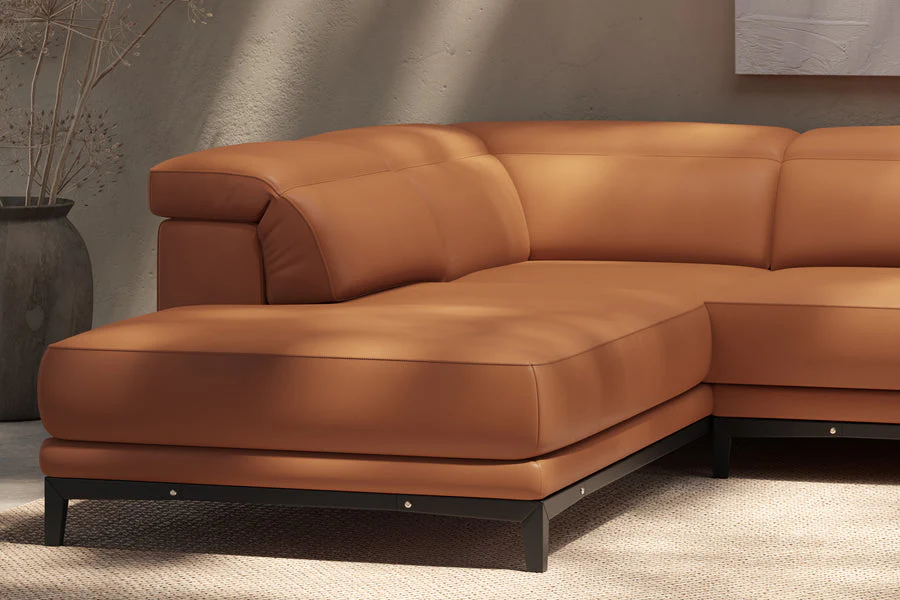 Valletta Leather Corner Sectional Lounge - Image 20