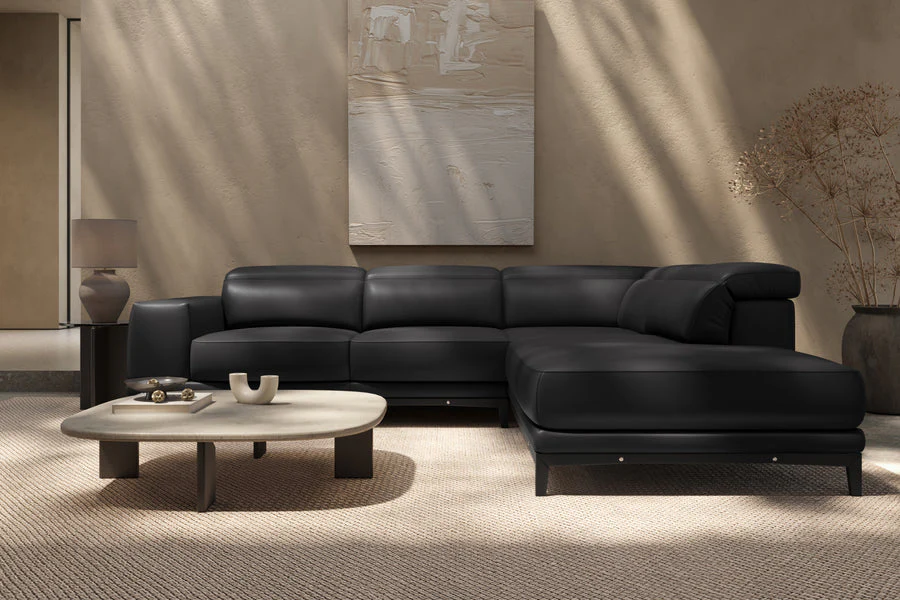 Valletta Leather Corner Sectional Lounge - Image 28