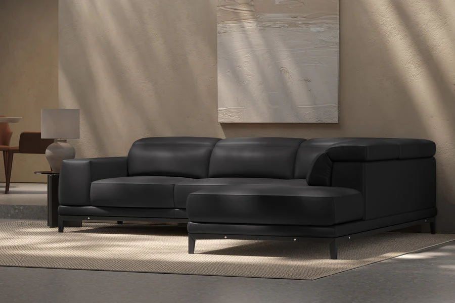 Valletta Leather Corner Sectional Lounge - Image 30