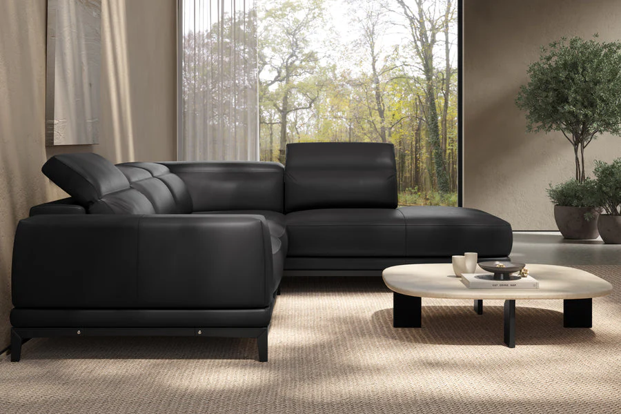 Valletta Leather Corner Sectional Lounge - Image 31