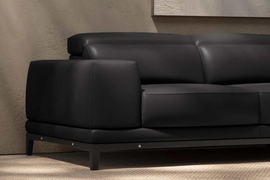 Valletta Leather Corner Sectional Lounge - Image 36
