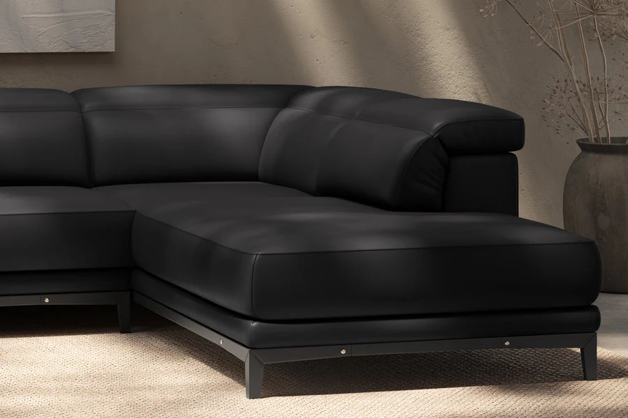 Valletta Leather Corner Sectional Lounge - Image 38