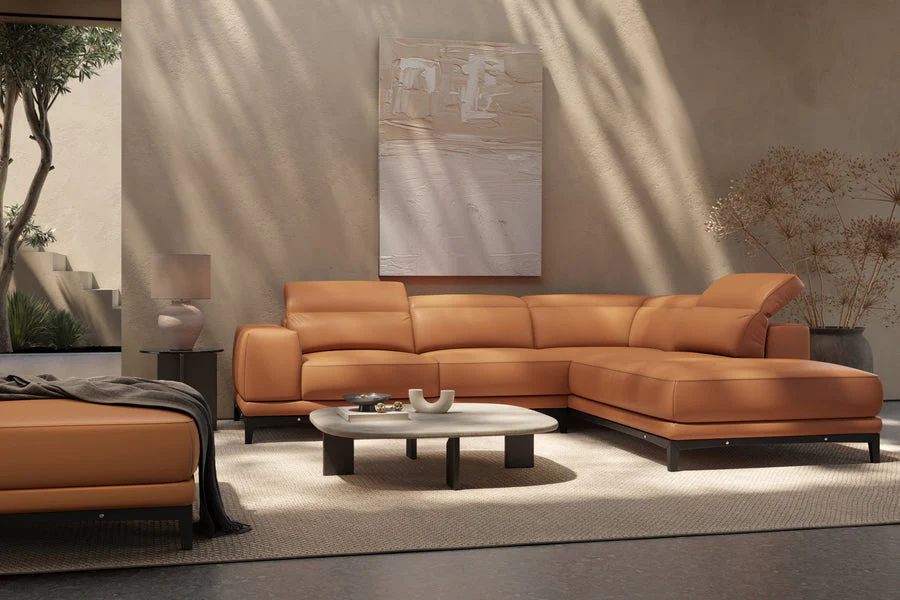 Valletta Leather Corner Sectional Lounge - Image 4