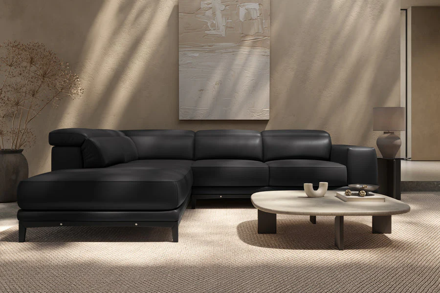 Valletta Leather Corner Sectional Lounge - Image 40