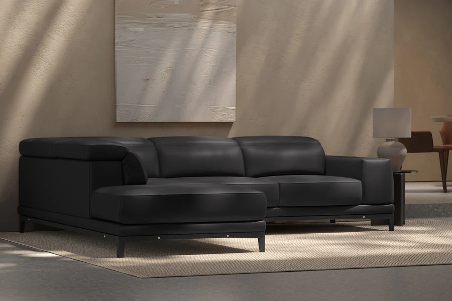 Valletta Leather Corner Sectional Lounge - Image 42