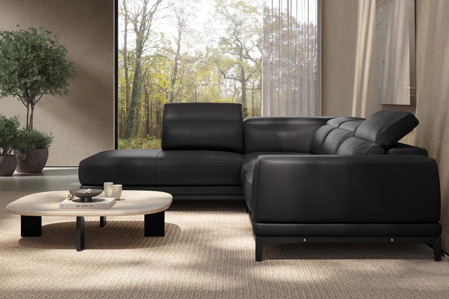 Valletta Leather Corner Sectional Lounge - Image 43