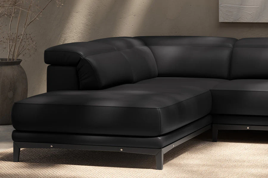 Valletta Leather Corner Sectional Lounge - Image 46