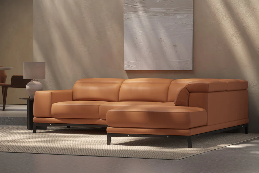 Valletta Leather Corner Sectional Lounge - Image 5