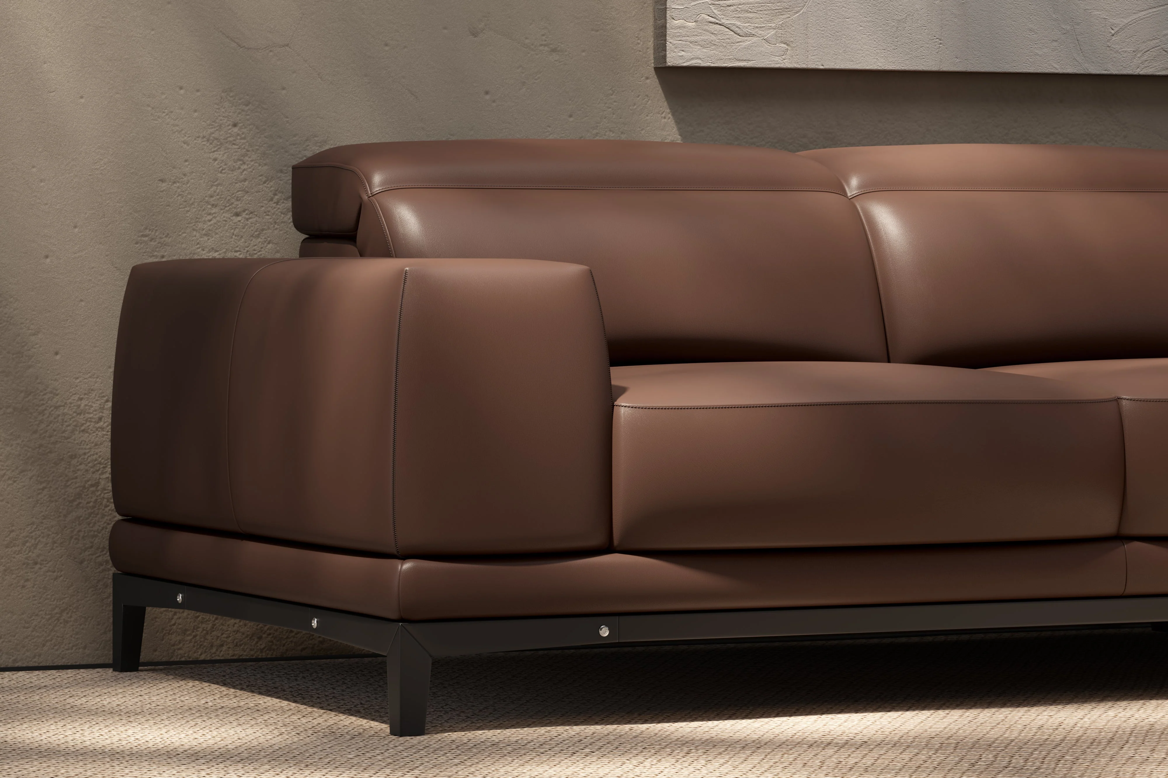 Valletta Leather Corner Sectional Lounge - Image 56
