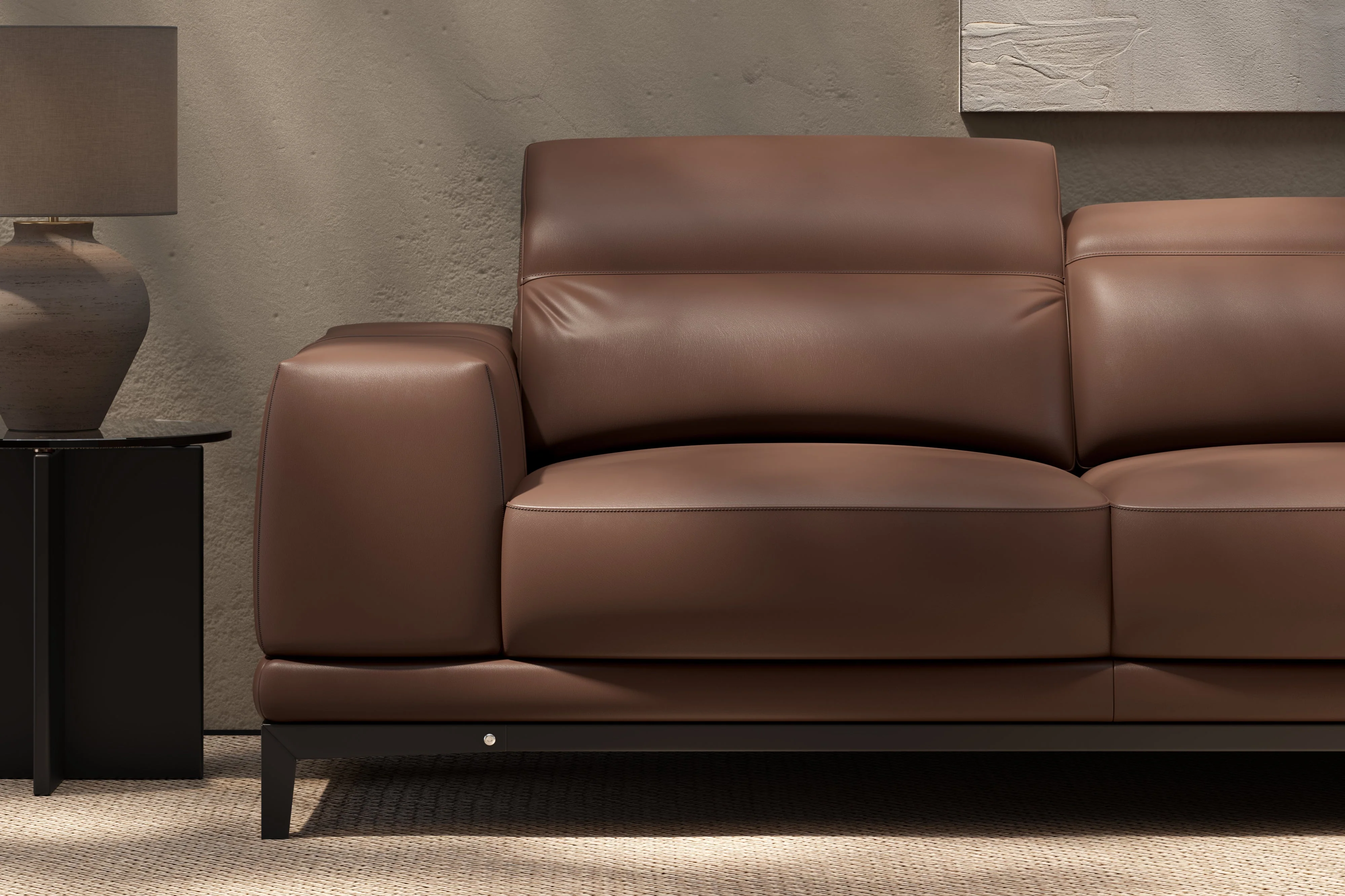 Valletta Leather Corner Sectional Lounge - Image 57