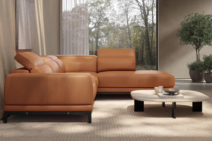 Valletta Leather Corner Sectional Lounge - Image 6