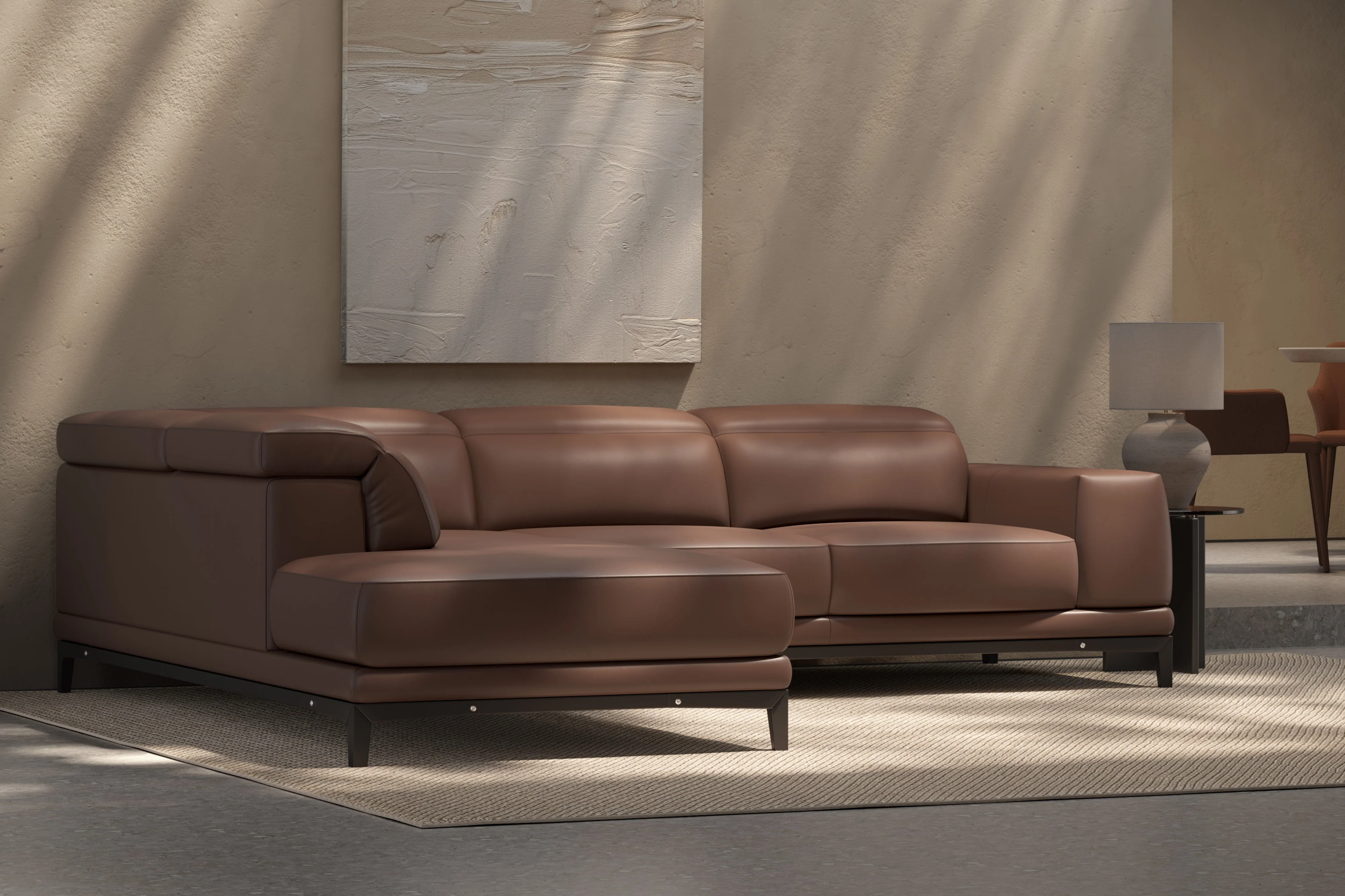 Valletta Leather Corner Sectional Lounge - Image 65