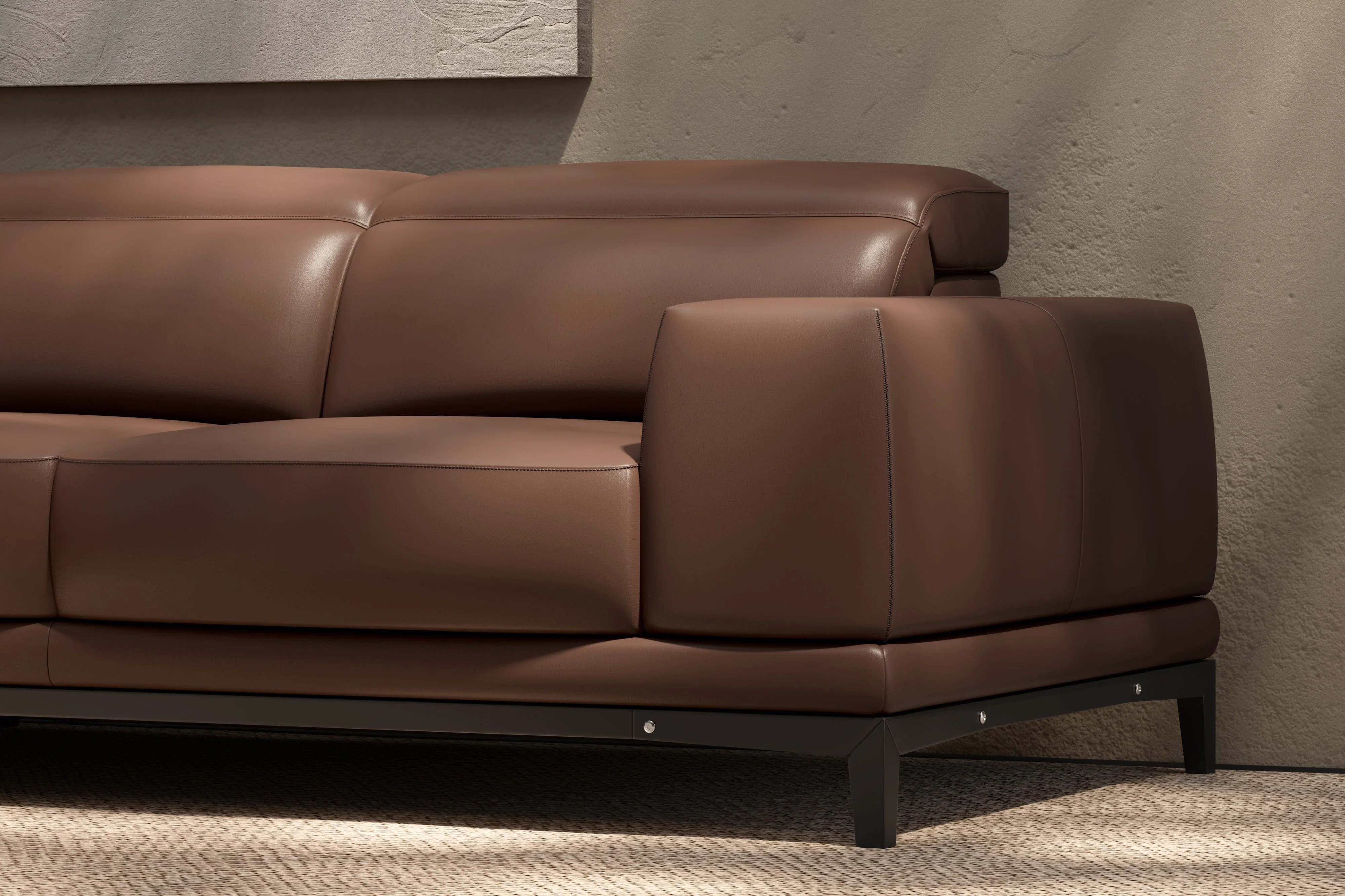 Valletta Leather Corner Sectional Lounge - Image 70