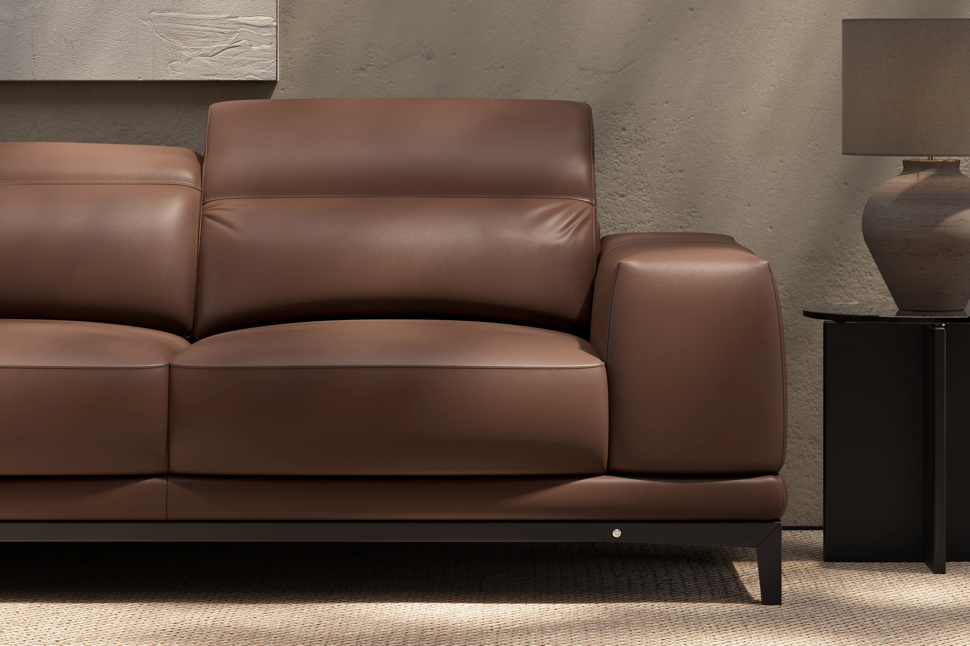 Valletta Leather Corner Sectional Lounge - Image 73