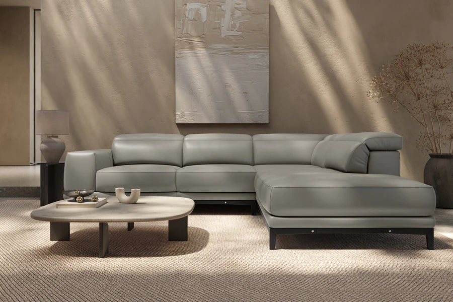 Valletta Leather Corner Sectional Lounge - Image 75