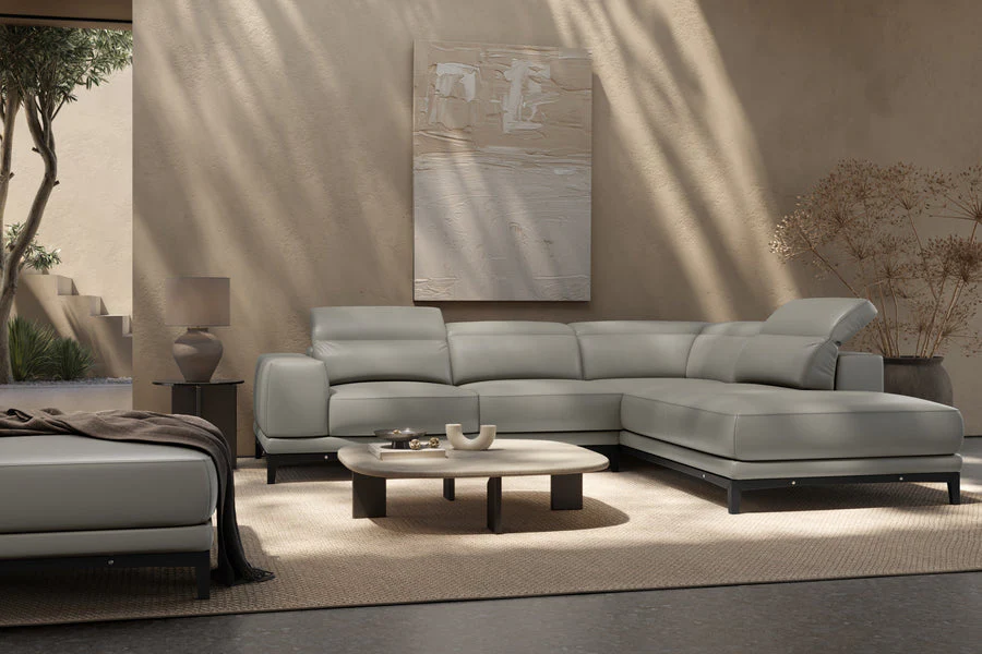Valletta Leather Corner Sectional Lounge - Image 76