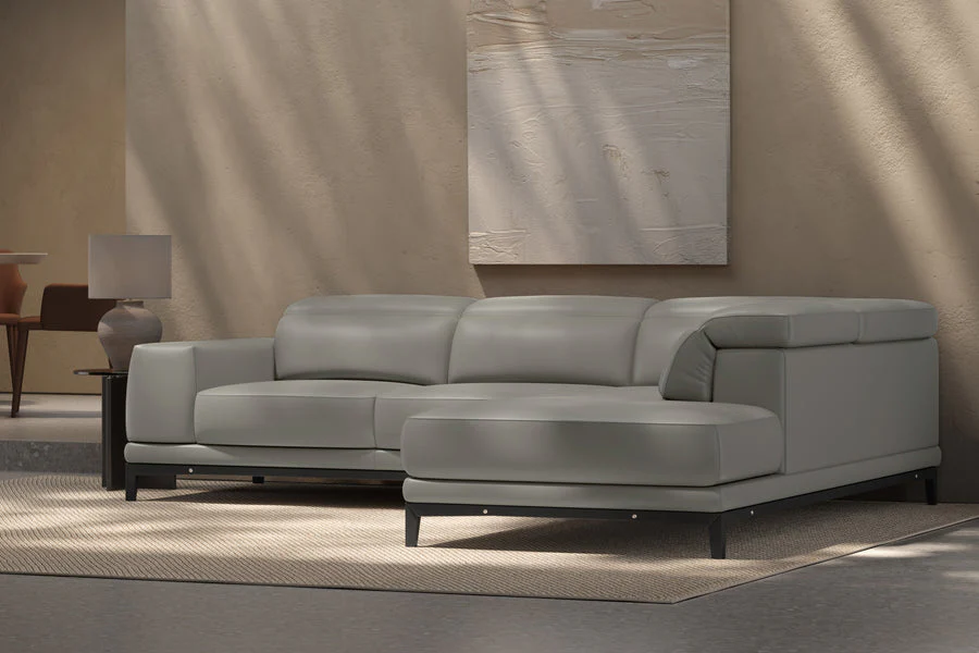 Valletta Leather Corner Sectional Lounge - Image 77