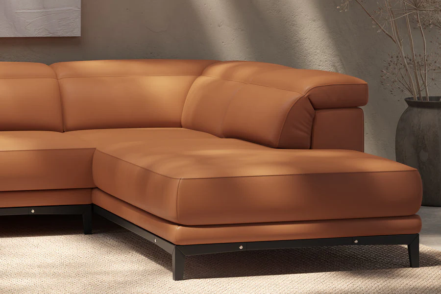 Valletta Leather Corner Sectional Lounge - Image 8