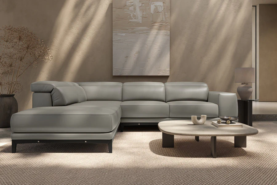 Valletta Leather Corner Sectional Lounge - Image 87