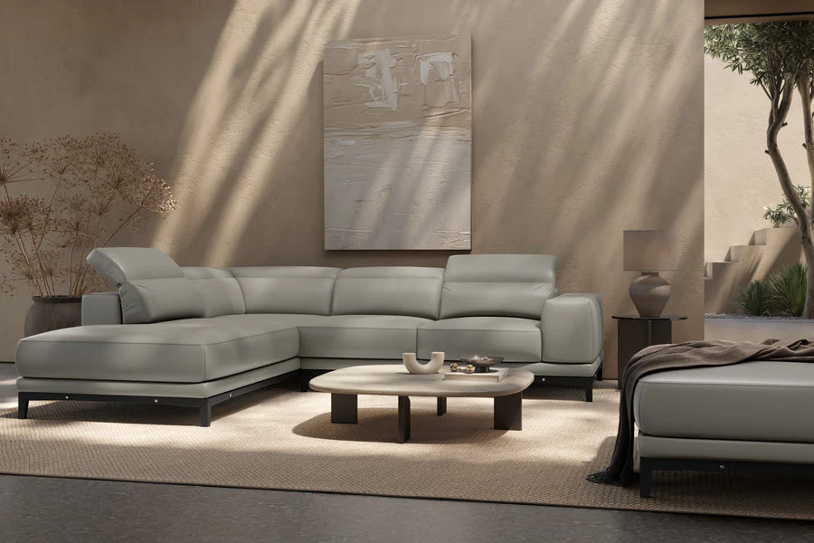 Valletta Leather Corner Sectional Lounge - Image 88