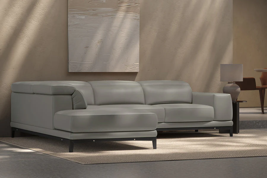 Valletta Leather Corner Sectional Lounge - Image 89