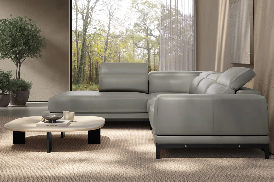 Valletta Leather Corner Sectional Lounge - Image 90