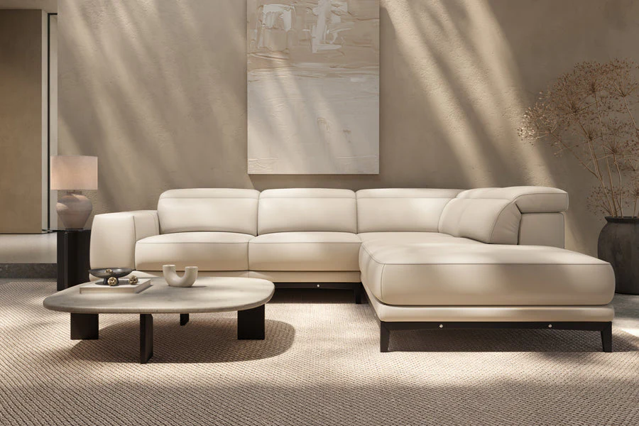 Valletta Leather Corner Sectional Lounge - Image 99