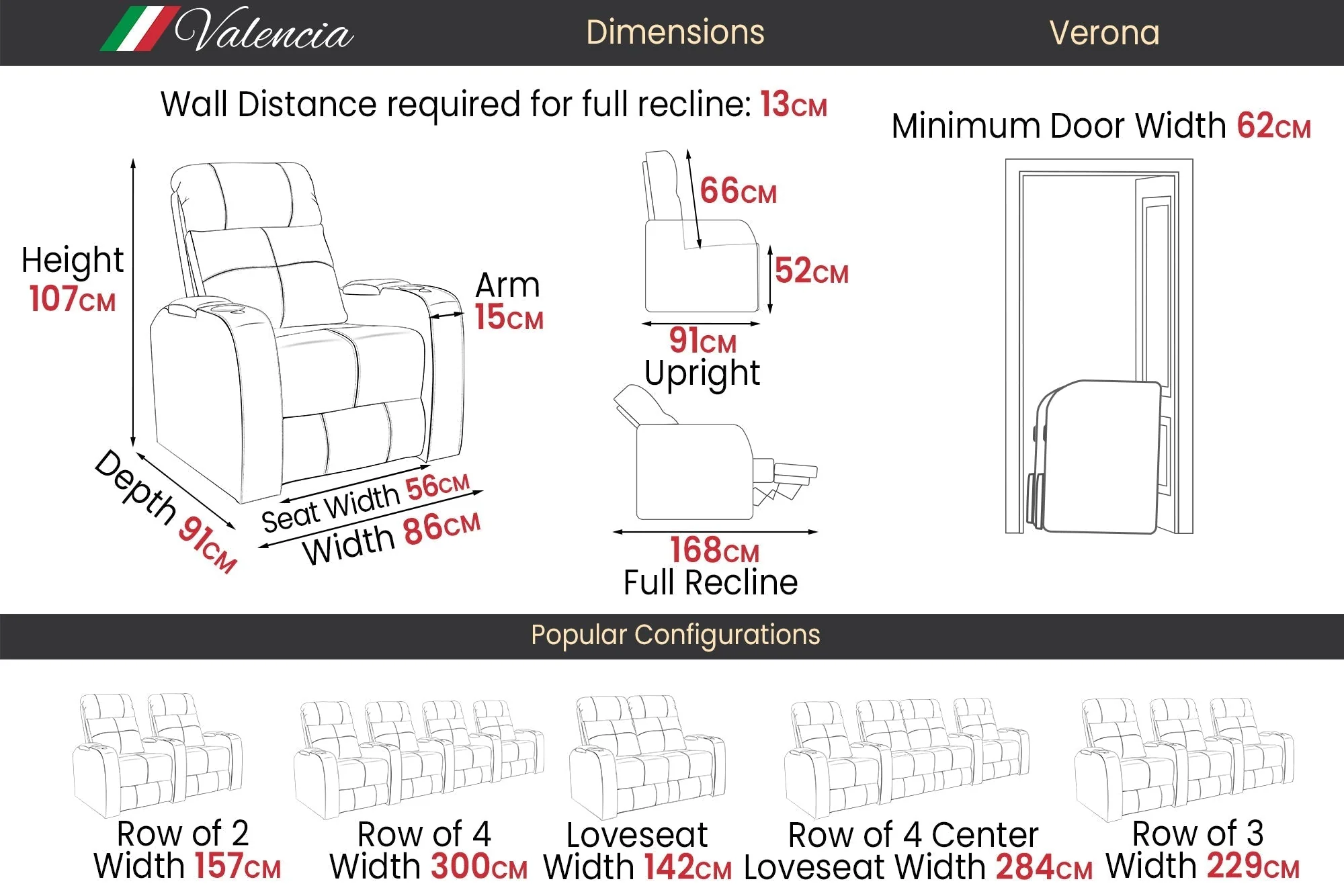 Verona Power Headrest Home Theater Lounge - Image 9