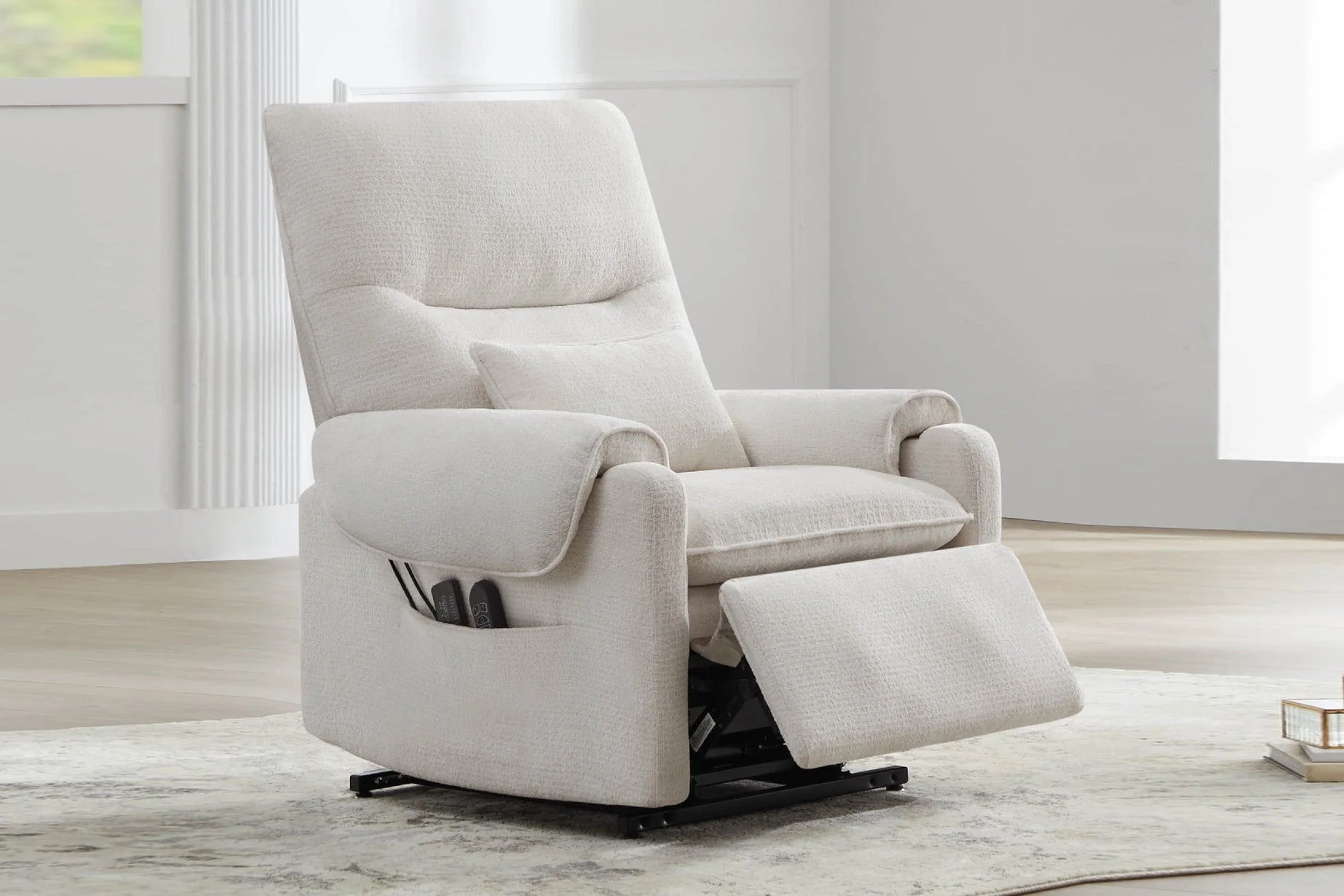 Xander Fabric Power Lift Recliner Chair with Heat & Massage - Image 11