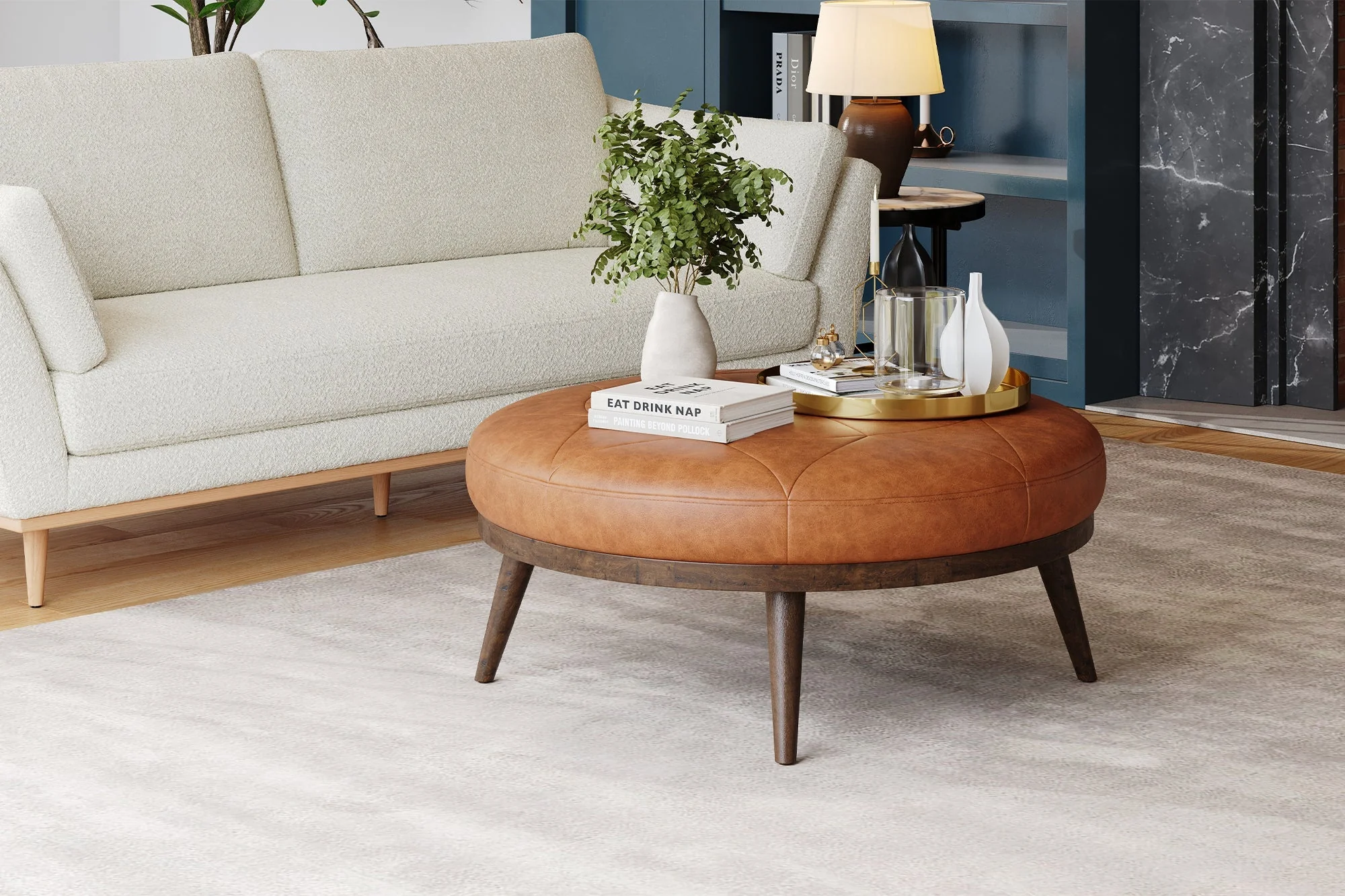 Zoe Leather Ottoman - Image 2
