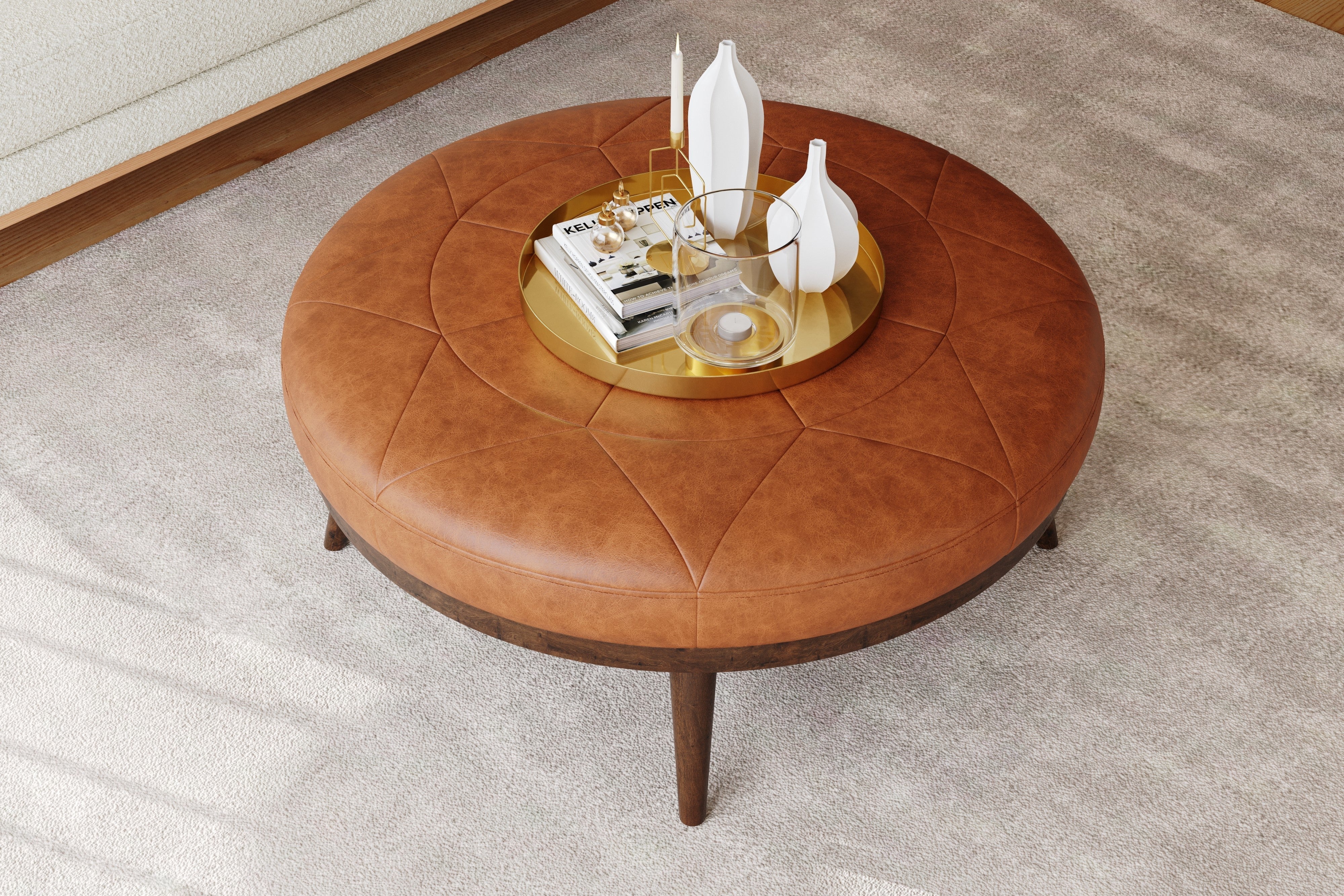 Zoe Leather Ottoman - Image 4