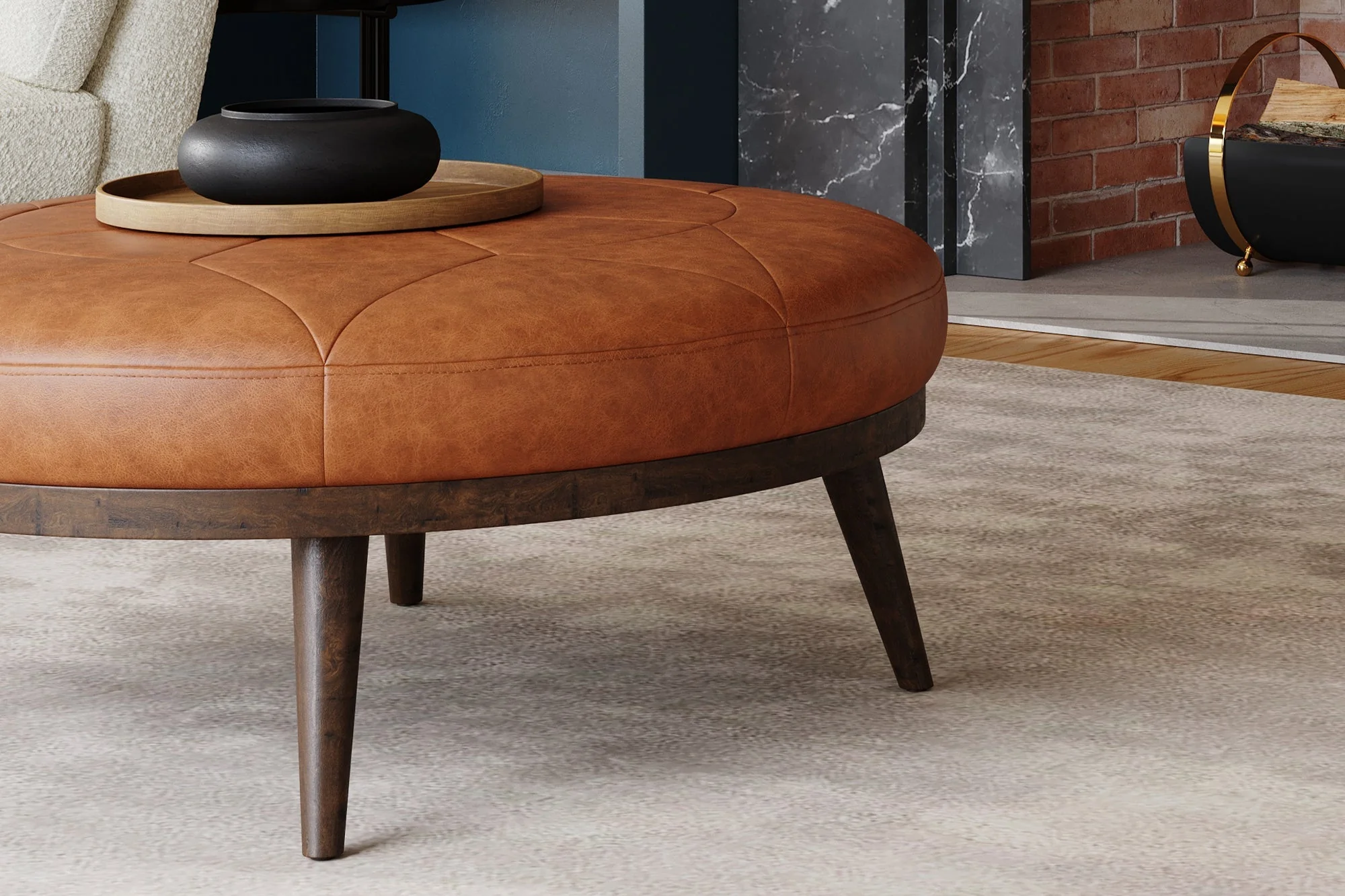 Zoe Leather Ottoman - Image 5
